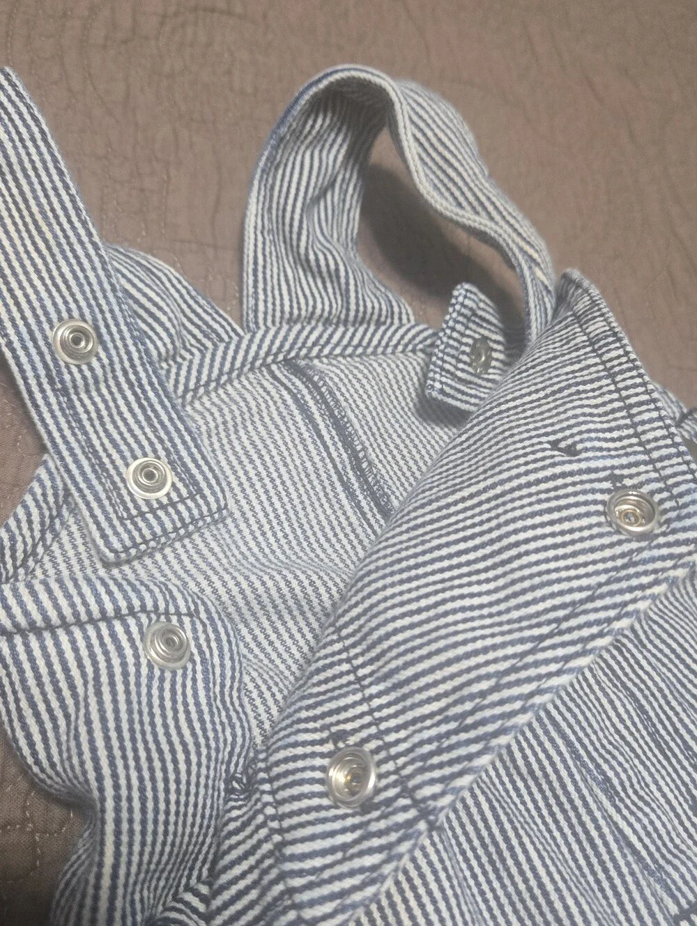 3 Month Carhartt Denim Overalls Blue & White Pin Striped Baby Boy Clothes 3M